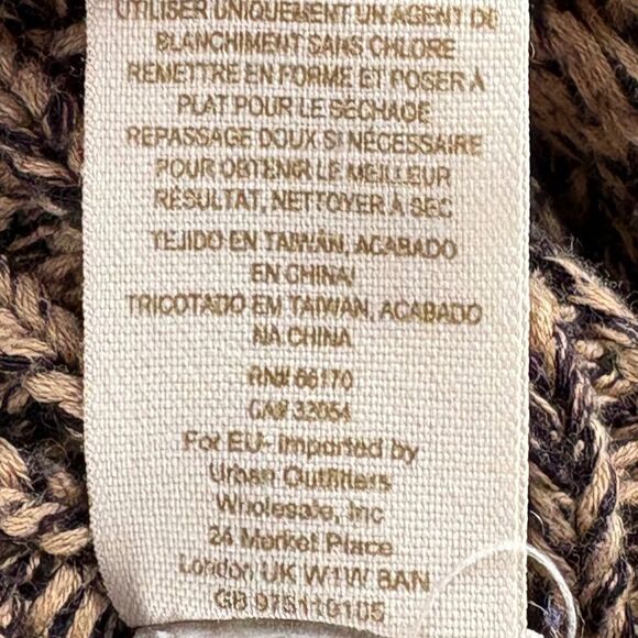 Free People Sweater Brown Cable Knit Contrasting browns scoop neck boho small - Picture 12 of 13